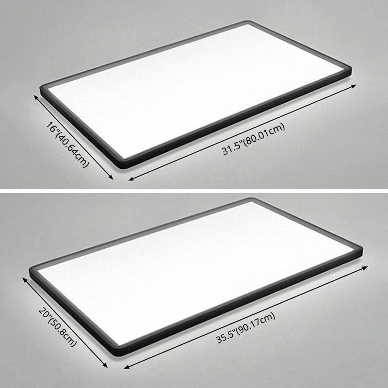 Acrylic Simplicity Rectangle LED Ceiling Light Nordic Style Living Room Flush Mount Lighting Fixture in Black