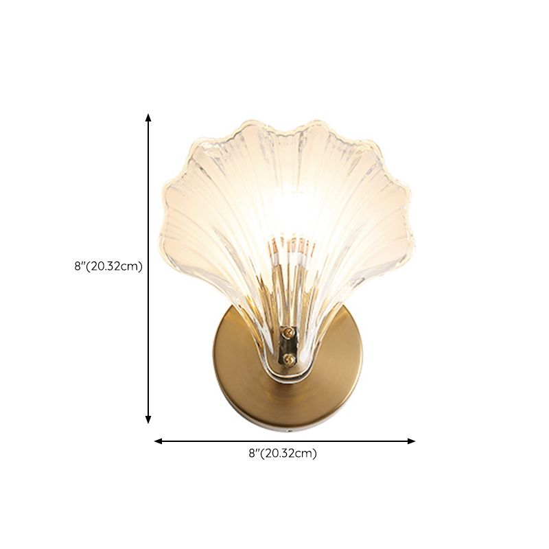 Shell Shape Glass Vanity Lamp Modern Style 1 Light Vanity Light Fixture in Gold