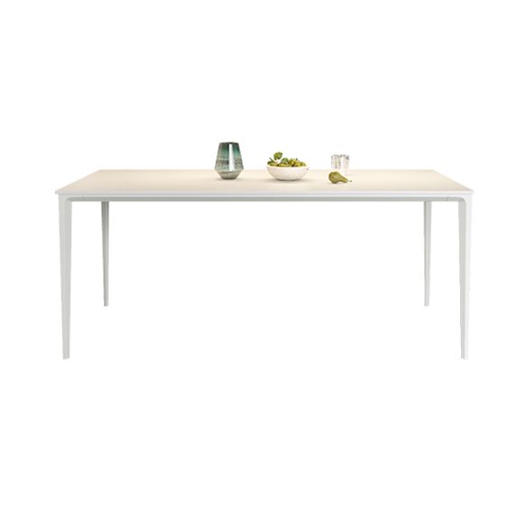 Modern Rectangle White Dining Set Kitchen Sintered Stone Top Dining Set with 4 Legs Base