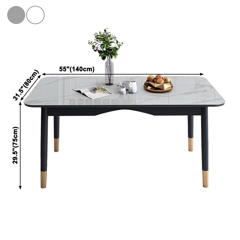 Mesa de comedor de lujo tradicional Mesa de piedra sinterizada con 4 piernas negras para el comedor