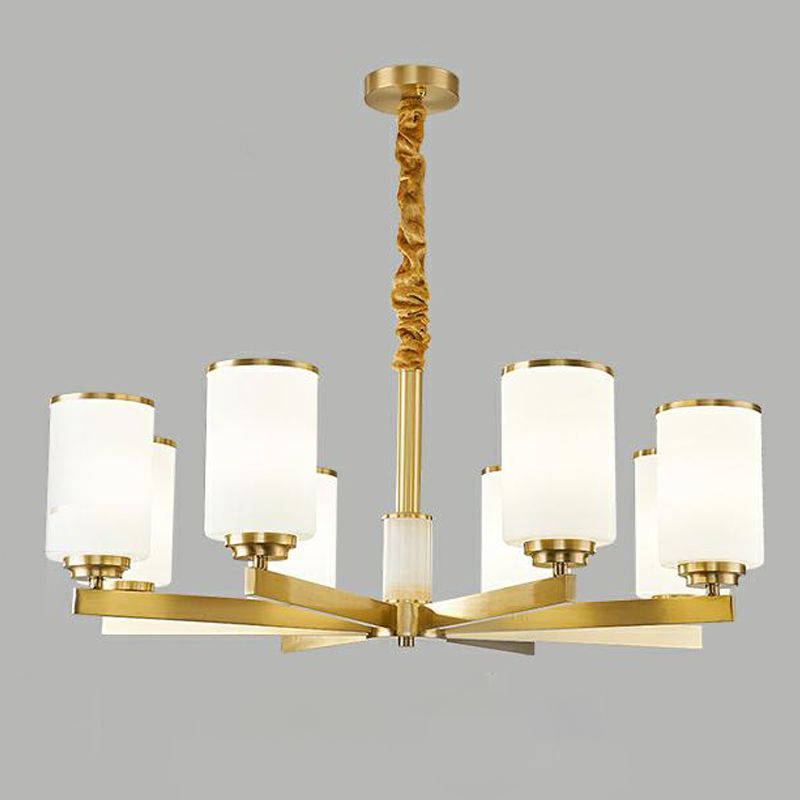 Lichte luxe stijl kroonluchter verlichtingsarmaturen cilindrisch koperen plafond kroonluchter