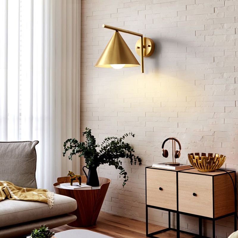 Single Modernism Golden Metallic Shaded Down Wall Mounted for Foyer