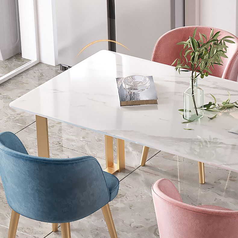 Contemporary White Standard Dining Table Rectangle Sintered Stone Dining Table for Kitchen