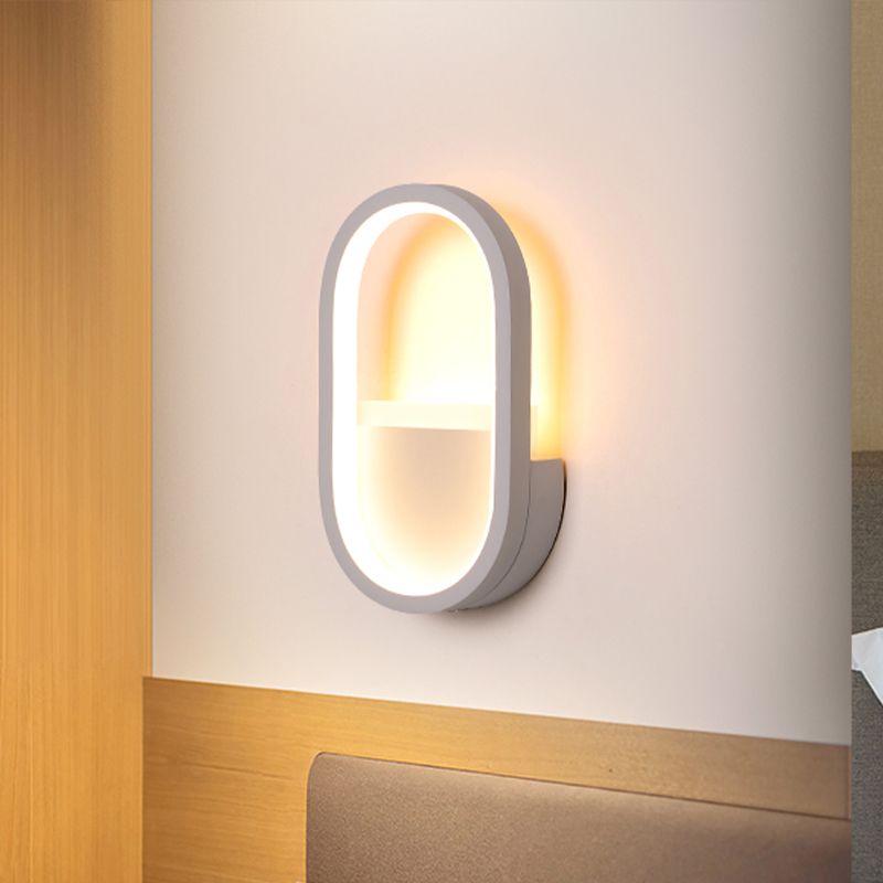 Lampada a parete ovale Accrilico contemporaneo Acrilico nero/bianco Pronzo della parete a LED in luce calda/bianca