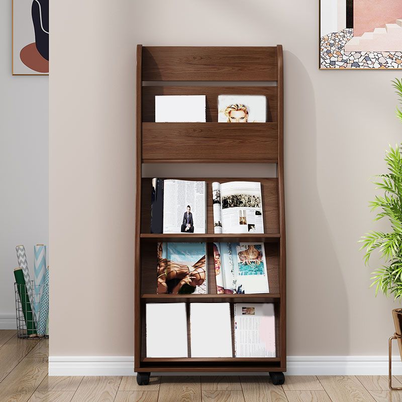Contemporary Closed Back Bookcase Engineered Wood Vertical Bookshelf