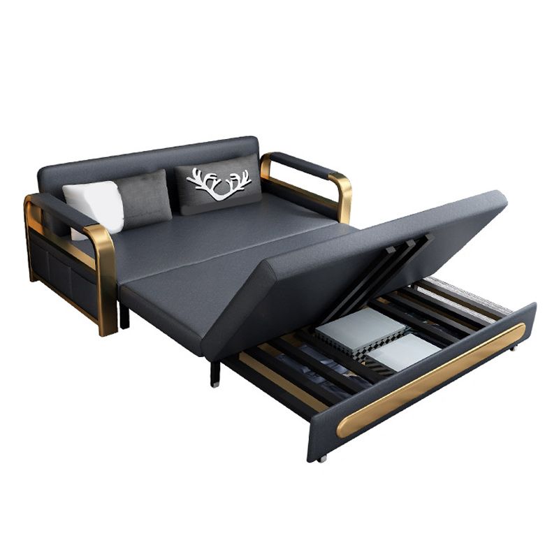 Modern Cushion Back Loveseat Foldable Sleeper Sofa with Storage