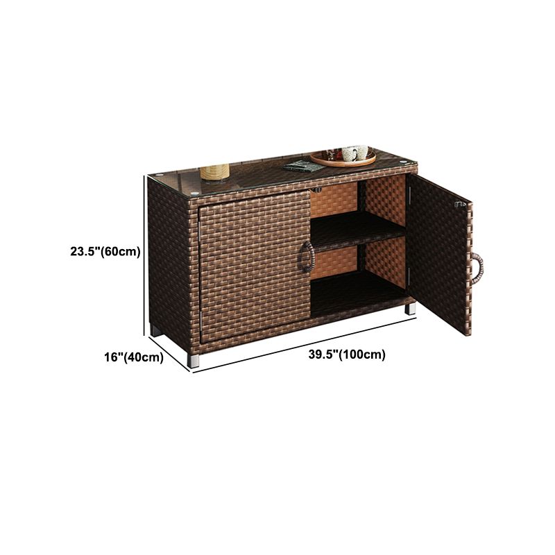 Modern Storage Cabinet Wicker&Rattan Side Cabinet With Doors