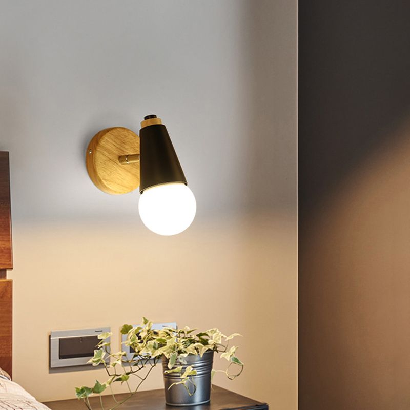 Blootgestelde lamp wandlamp moderne stijl 1 kop metalen wandlicht sconce met conische socket