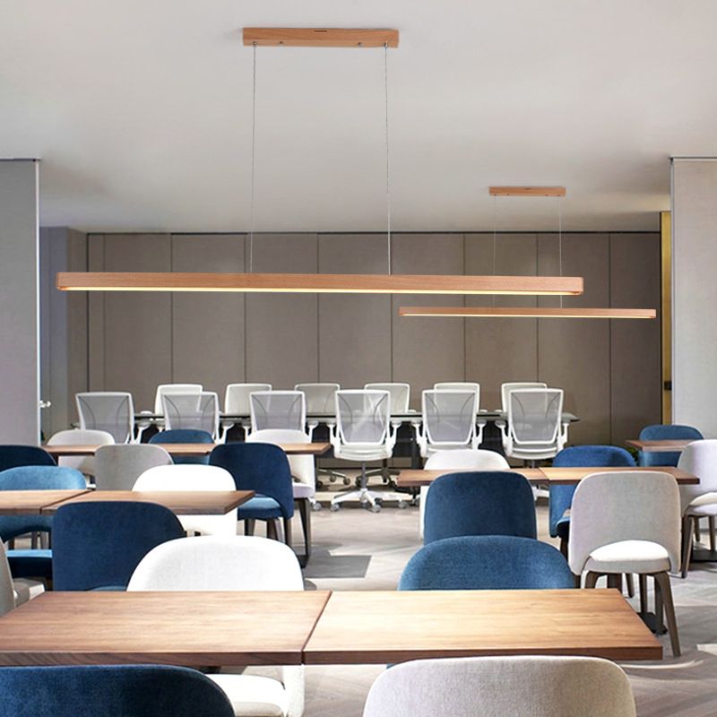 Linear Island Lighting Wood Contemporary Simplicity Pendant Lighting Fixtures for Restaurant