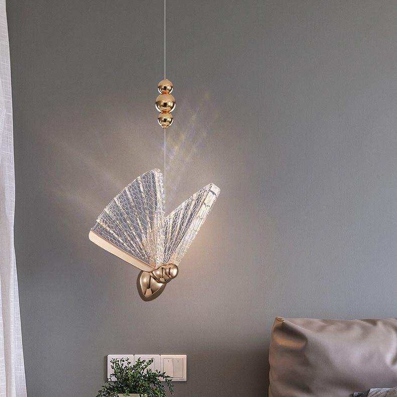 Acrylic Butterfly LED Pendant Light in Modern Creative Style Wrought Iron Hanging Light for Dining Room