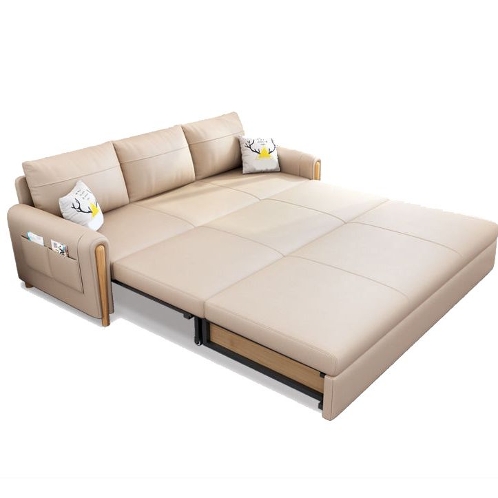 Cushion Back Sofa Futon Square Arms Convertible Sofa with Storage
