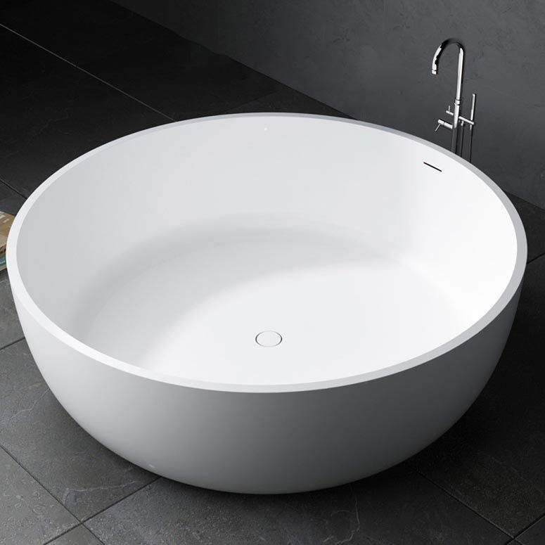 Modern Artificial White Stone Tub Round Freestanding Bathtub
