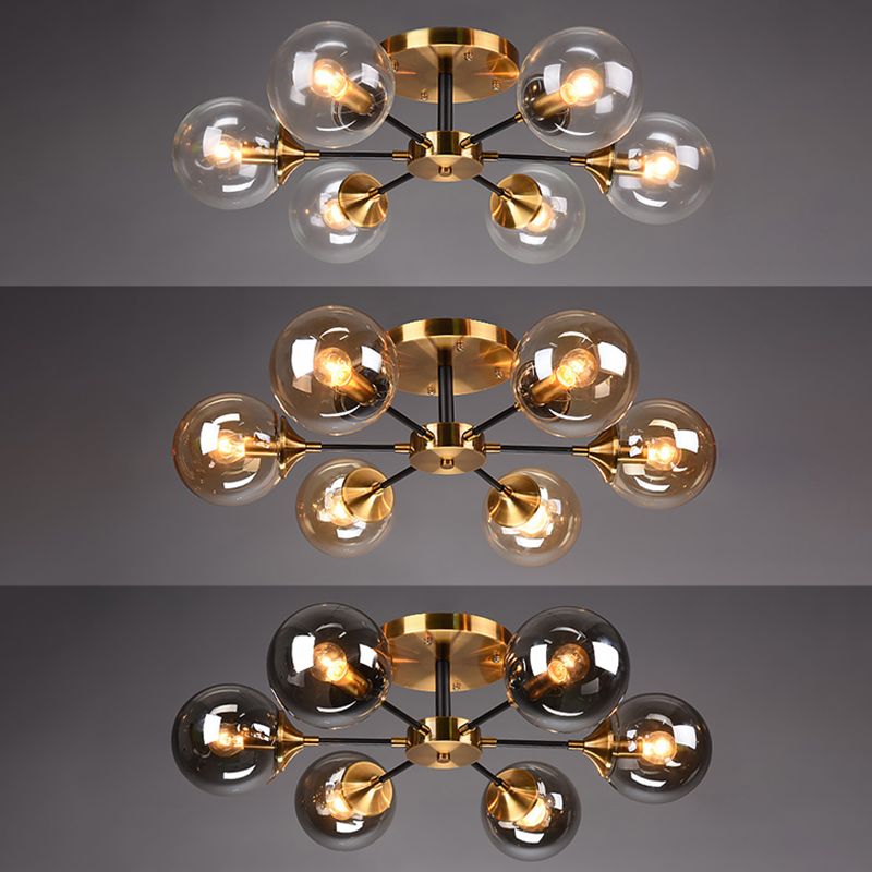 Globe Semi Flush Mount Lighting Minimalist Glass Dinning Room Semi Mount Lighting