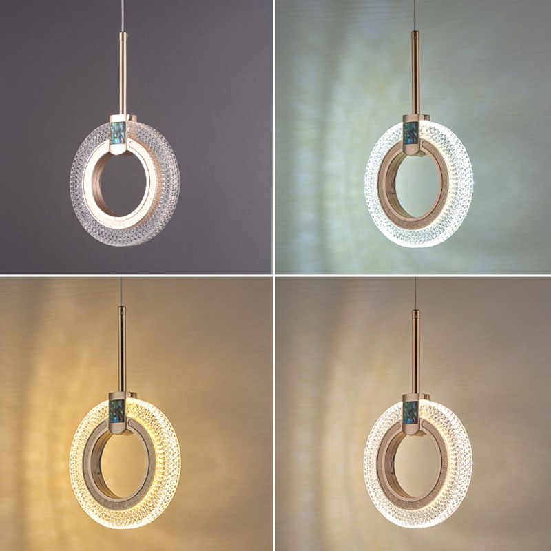 One-Light Oval Acrylic Frame Pendant Light Modern Golden Pendant Lighting
