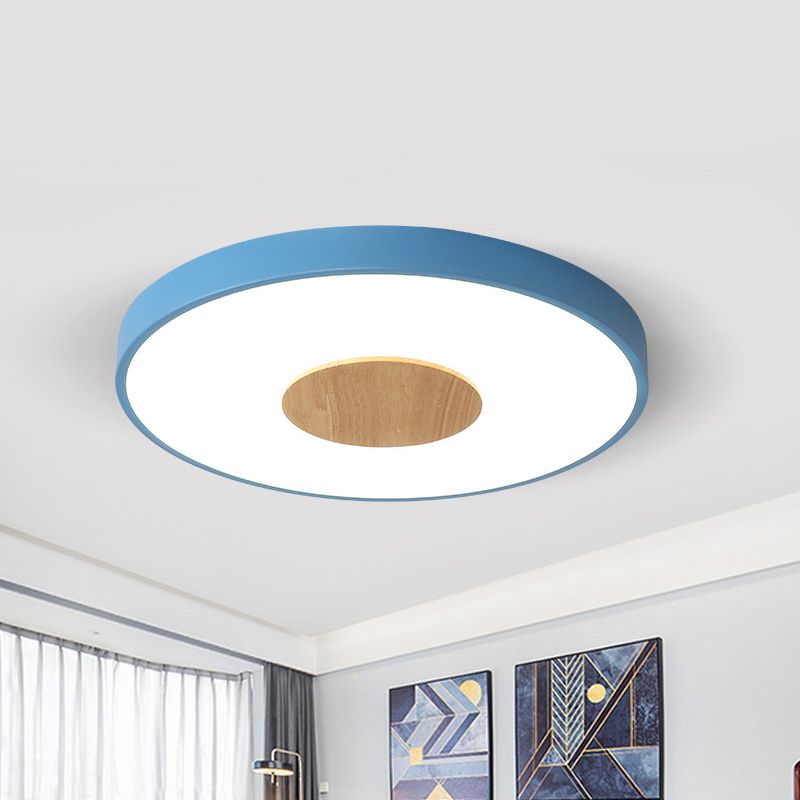 Plafoniera rotonda con montaggio a incasso rosa/blu/verde Apparecchio a soffitto a LED integrato in metallo nordico per camera da letto, diametro 12"/16"/19,5"