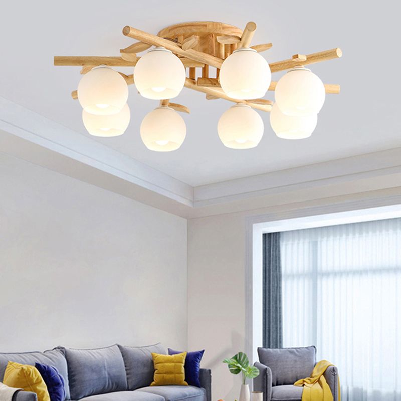 Contemporary Wood Ceiling Light Flush Mount Lighting for Bedroom