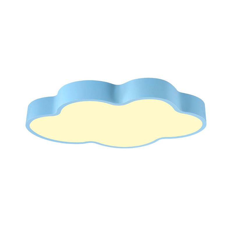 Macaron Cloud Shaped Ceiling Lighting Acrylic 20.5"/24.5" Wide LED Bedroom Flush Mounted Lamp in White/Blue