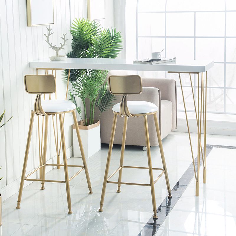Modern Style Barstool Round Low Back Bar Stool with Metal Legs