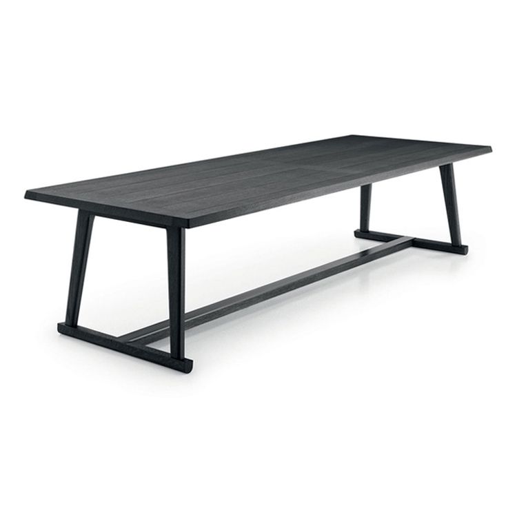 Table de salle à manger avec plateau en bois de pin, table de luxe traditionnelle avec base à tréteaux