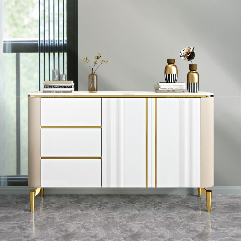 Glam Sideboard Stone Top Sideboard with 1-door for Living Room
