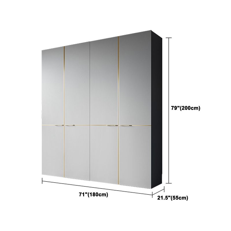 Contemporary Style Wardrobe Gray Colour Wooden Wardrobe Closet With Shelves