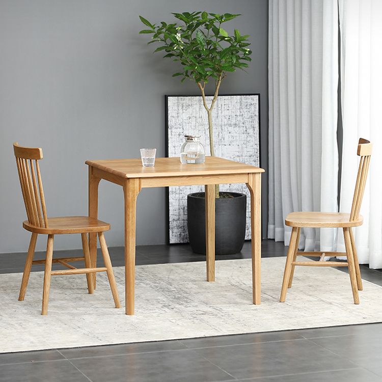 Square Wood Color Dining Table Oak Solid Wood Table Industrial with 4 Legs