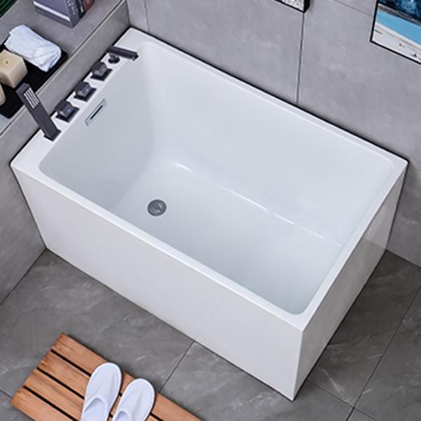 White Acrylic Alcove Bath Tub Rectangular 25" H Bathtub for Home (Without Faucet)