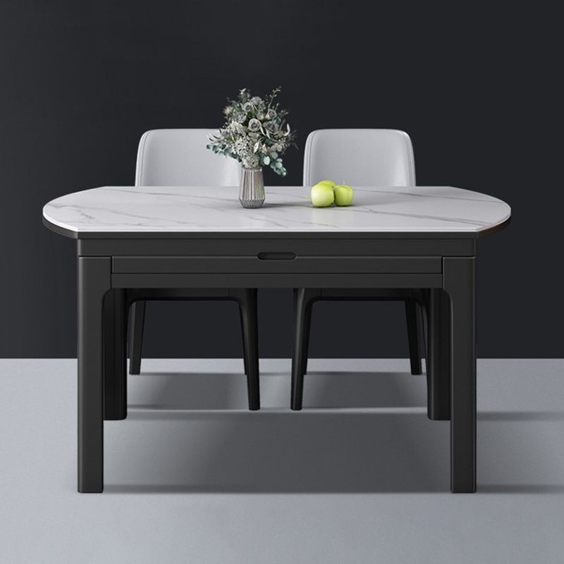 Modern Extendable White Dining Table Sintered Stone Round Shape Dining Table for Kitchen