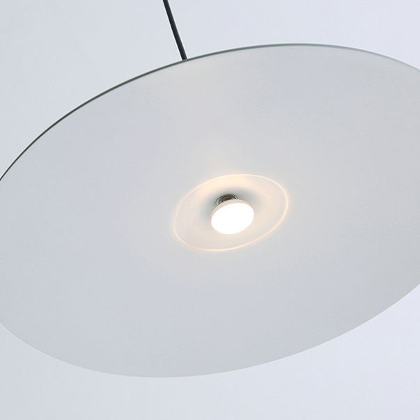 Pendante intérieure minimaliste, éclairage pendentif en métal plat macaron à 1 lumière