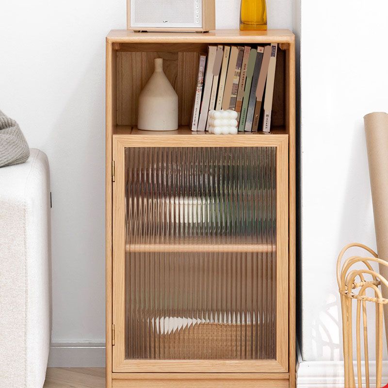 Glass Paned Solid Wood Shelves Included Modern Accent Cabinet