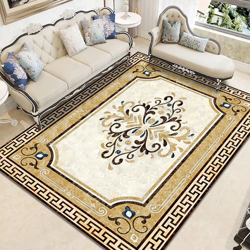 Nostalgia Geometric Printed Rug Multi Colored Polyster Indoor Rug Non-Slip Backing Pet Friendly Carpet for Living Room