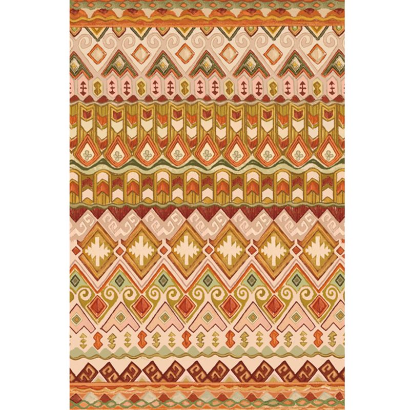 Red Bohemian Area Rug Polyester Americana Pattern Area Carpet Non-Slip Backing Rug for Home Decor