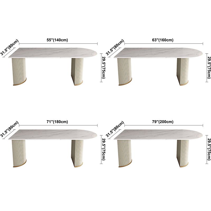 Tavolo da pranzo in stile moderno a forma ovale tavolo fisso bianco con pietra sinterizzata