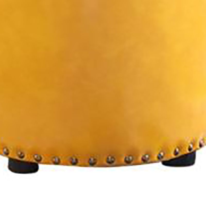 Round Contemporary Pouf Pure Color Nailhead Trim PU Leather Pouf Ottoman