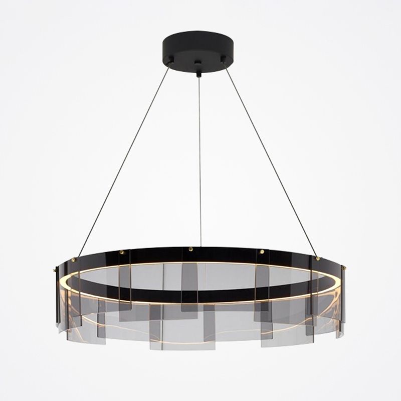Moderner Stil runder Schatten hängend hängendes Glas Metall Anhänger Licht für Wohnzimmer