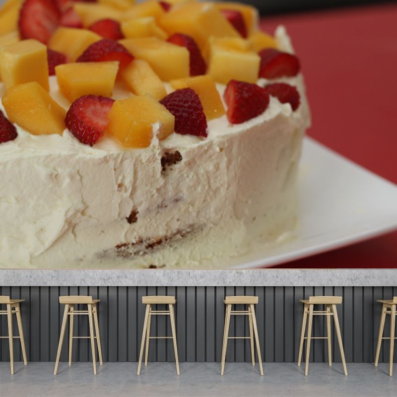 Cream Cake Wall Mural for Cake Shop Decor Contemporary Wall Art, Personalized Size Available