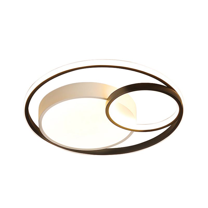 16"/19"/23.5" Dia Minimal LED Flush Light Black/White Circular Flush Mount Ceiling Lighting with Acrylic Shade