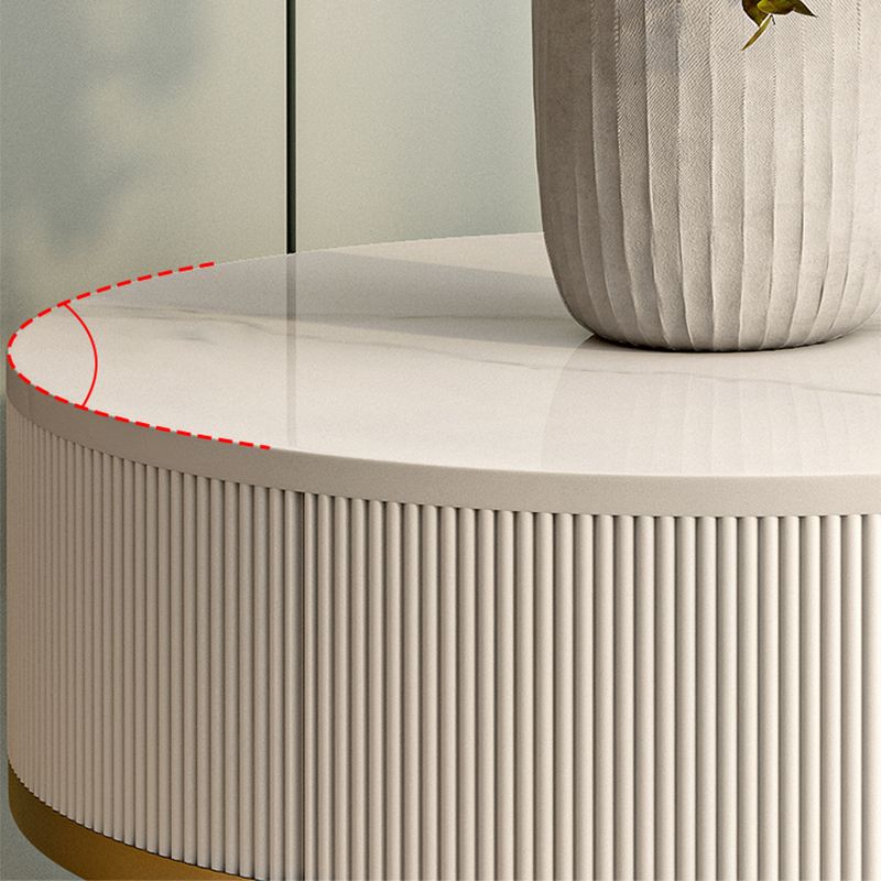 Round Slate Top End Table 22.83" Tall Iron Frame Side Table with Storage