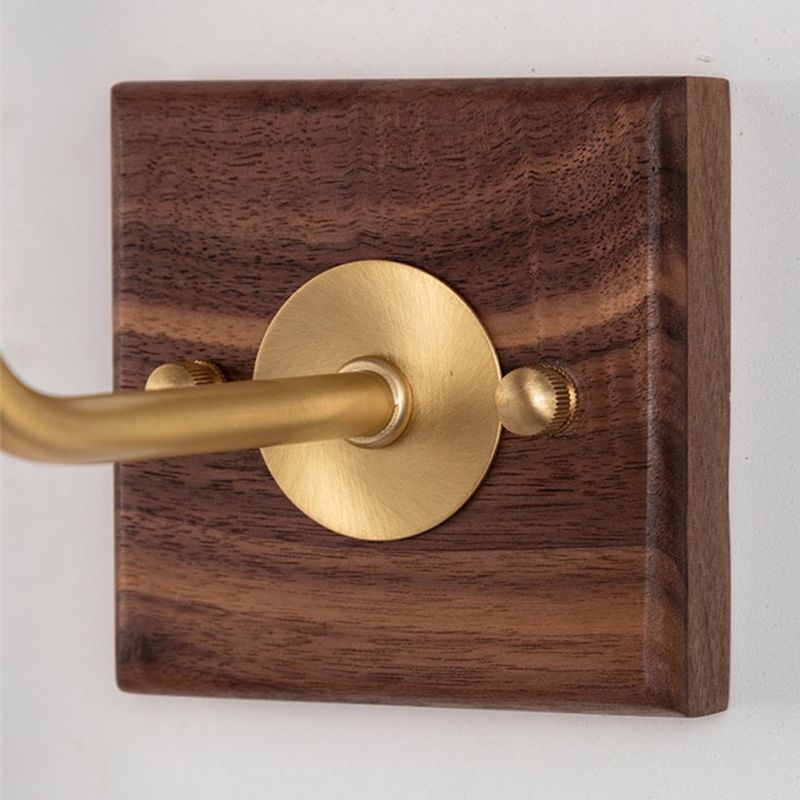 Modern Square Shape Vanity Light with Wood Base for Powder Room Washroom