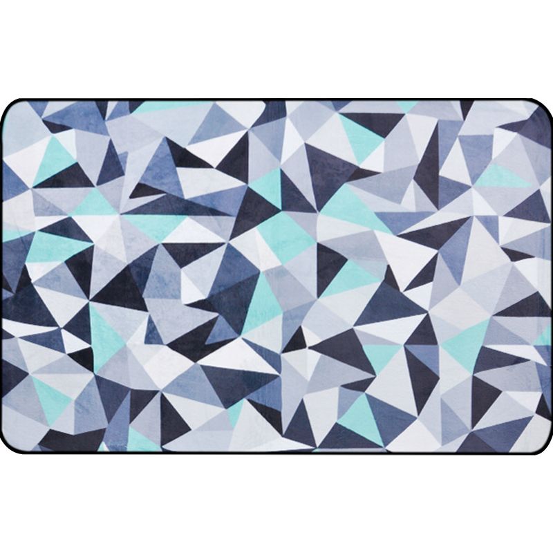 Funky Geometric Pattern Rug Blue Modernist Rug Polyester Washable Pet Friendly Anti-Slip Carpet for Living Room