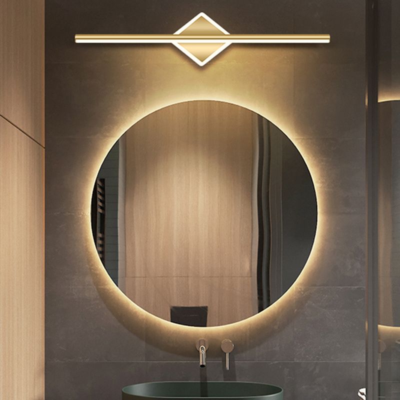 Lampade per vanità per bagno lineare in stile Luxury Mid-secolo Lampadele per vanità in metallo con finitura oro in oro