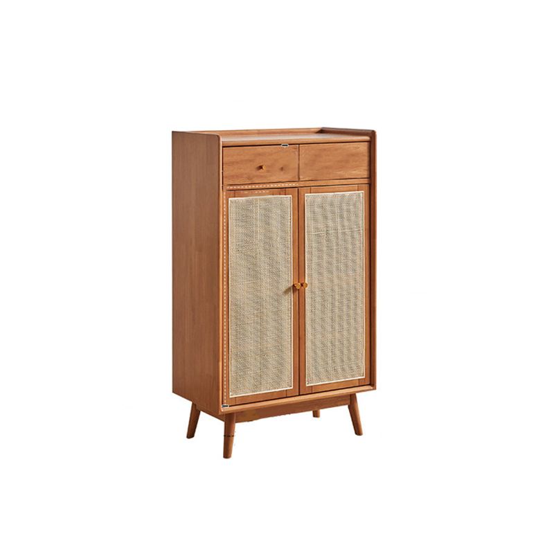 Mid-Century Modern Rectangle Storage Cabinet Natural Finish Accent Cabinet