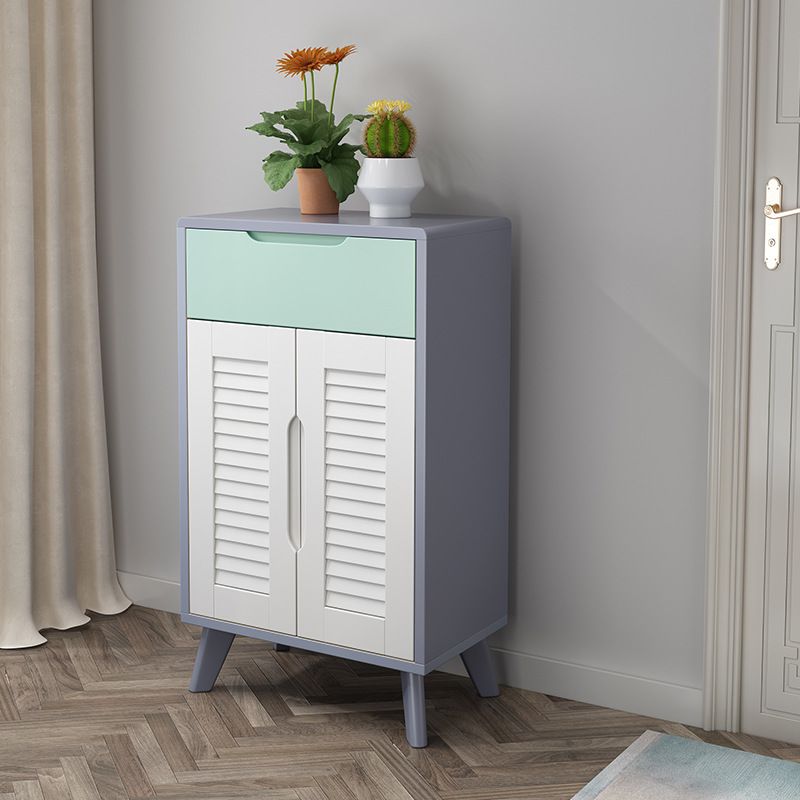 39.37" Tall Gold/Gray Accent Cabinet Rubberwood Cabinet with Drawers