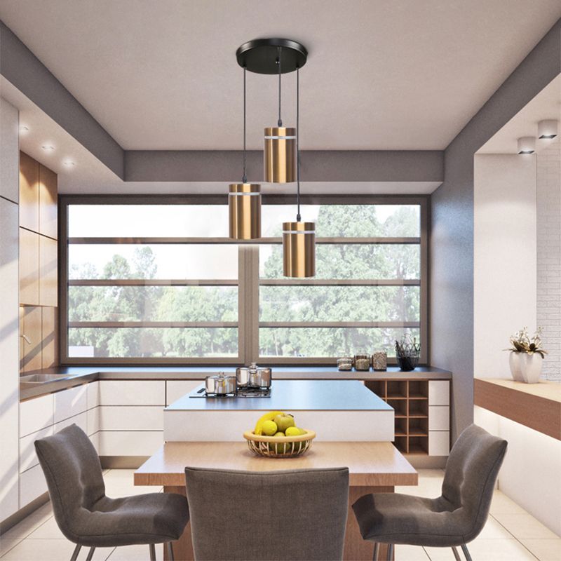 Cilindervorm eetkamer hanger aluminium 1-licht postmodern hangend licht in messing