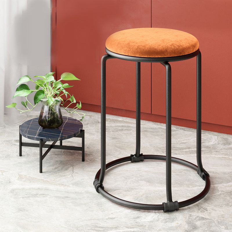 Glam Standard Ottoman Round Plain Velvet Tear Resistant Indoor Ottoman