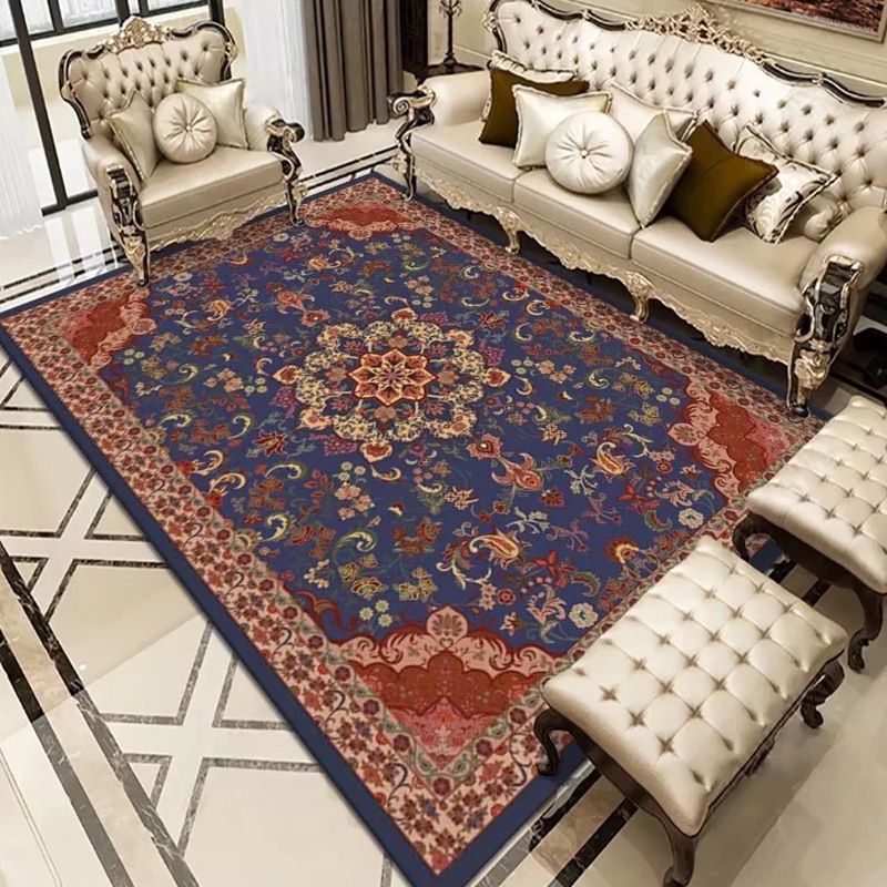 Mid-Century Rug Comfort Floral Print Carpet Non-Slip Backing Carpet for Living Room