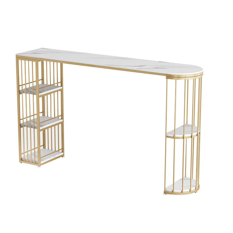 Modern Bar Dining Table Indoor Bar Height Pub Table Iron Base with Shelves