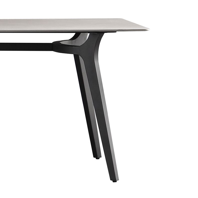Industrial Sintered Stone Grey Table for Restaurant Rectangle Dining Table with 4 Legs