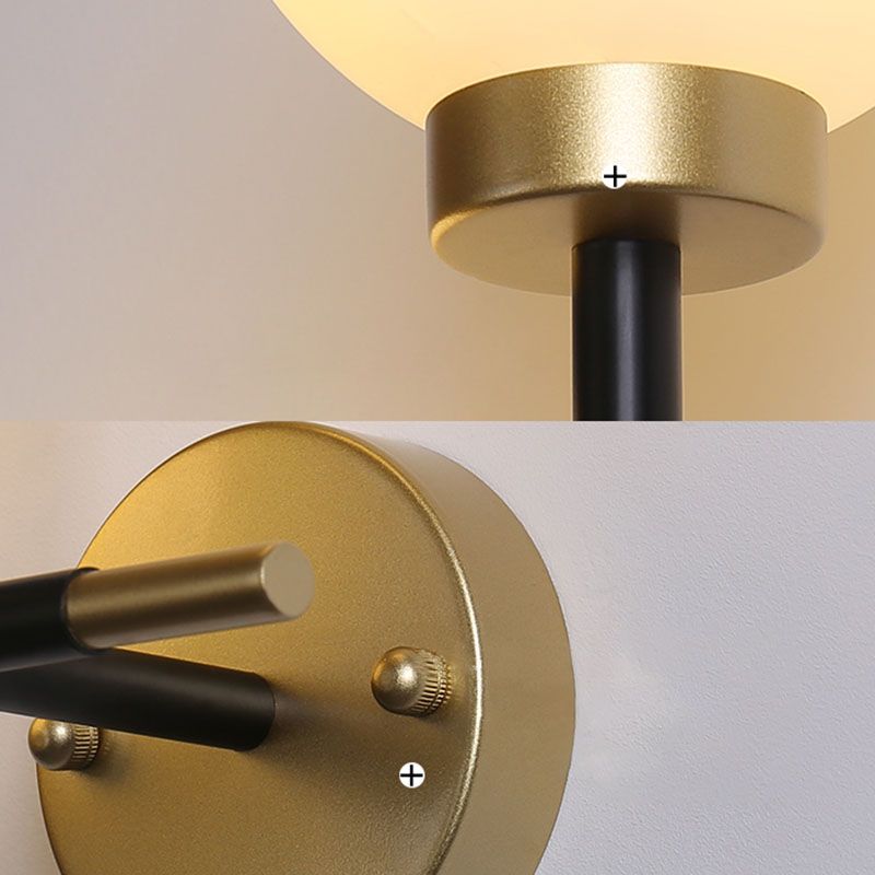 Globe Sconce Light Fixture Simplicity Style Glass Bedroom Wall Sconce Lighting in Gold-Black