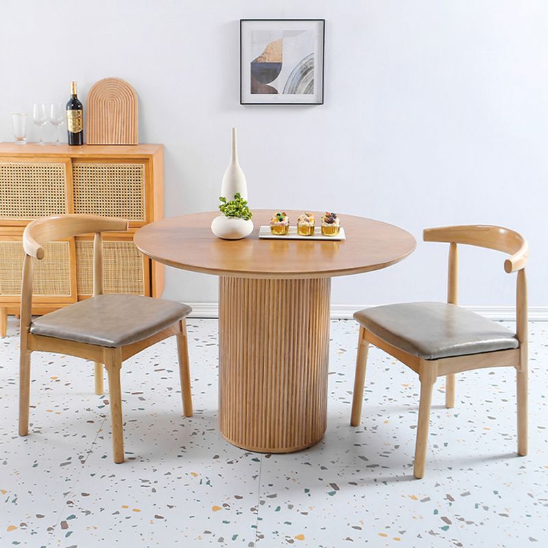 Table de salle à manger en bois massif de pin, table de pub ronde moderne avec pieds au fini naturel